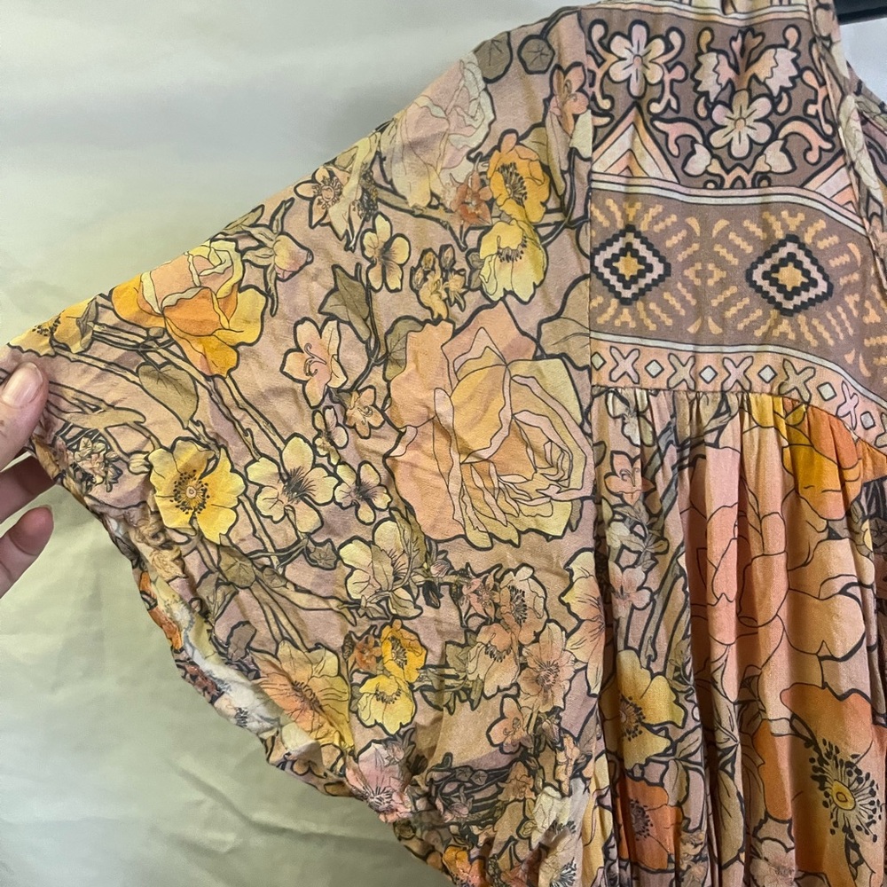 Spell & The Gypsy Amethyst Garden Party Blush‎ Tiered Floral Midi Dress- Size XS - Picture 7 of 10